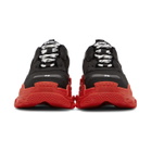 Balenciaga Black and Red Triple S Sneakers