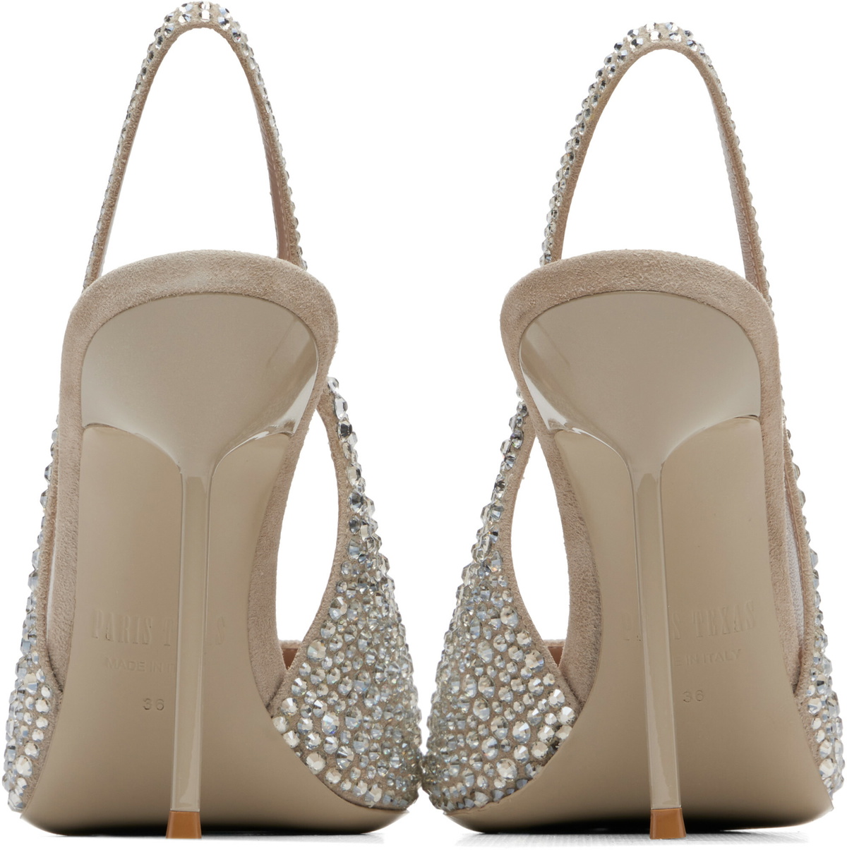 Paris Texas Taupe Lidia Slingback Crystal 105 Heels