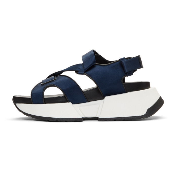 MM6 Maison Martin Margiela Navy and Black Satin Sandals MM6