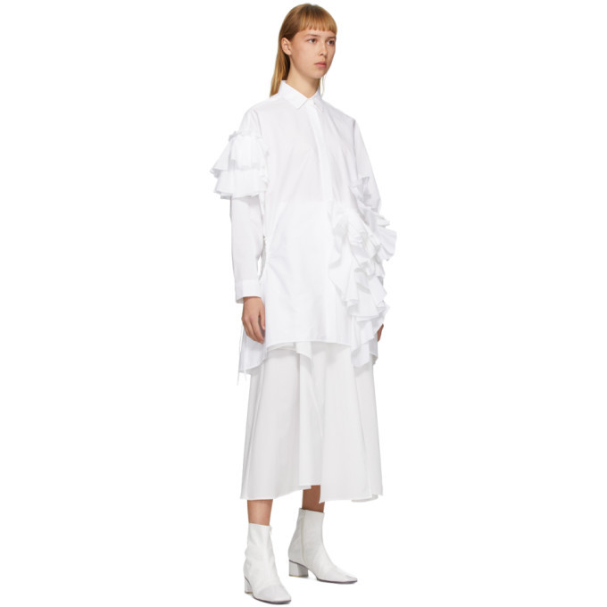 Enfold White Typewriter Pleats Cutout Shirt