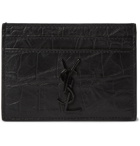 SAINT LAURENT - Logo-Appliquéd Croc-Effect Leather Wallet - Black