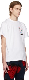 JW Anderson White Pol Anglada Embroidered 'JWA' Rugby Legs T-Shirt