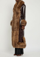 Chloe Shearling-trimmed Leather Coat Brown