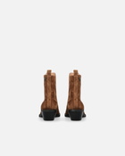 Pinko Cowboy Ankle Boots In Suede Laminated Gold