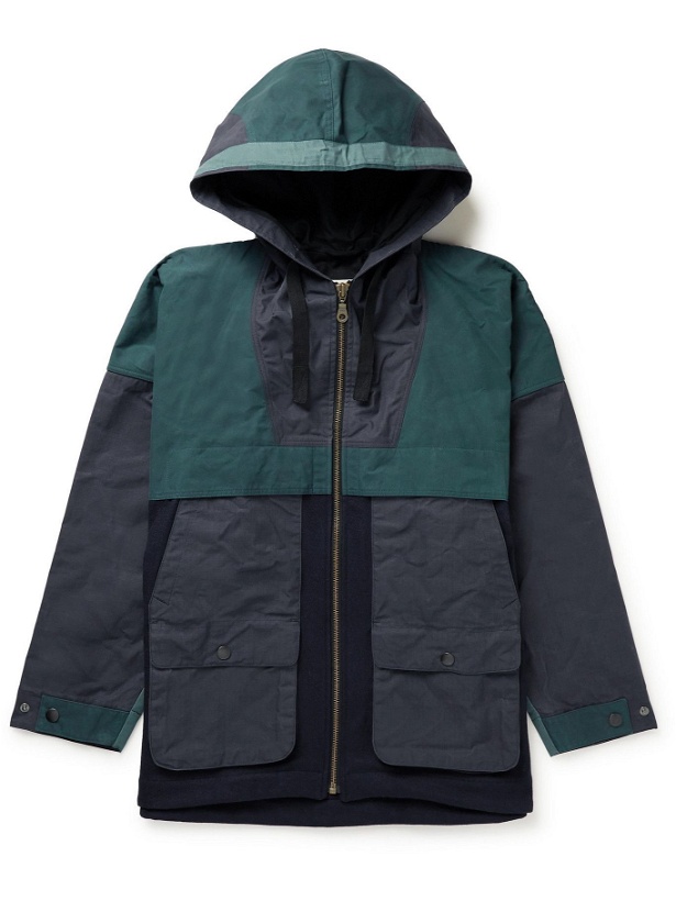 Photo: Nicholas Daley - Hooded Panelled Colour-Block Cotton-Ripstop and Wool Parka - Blue