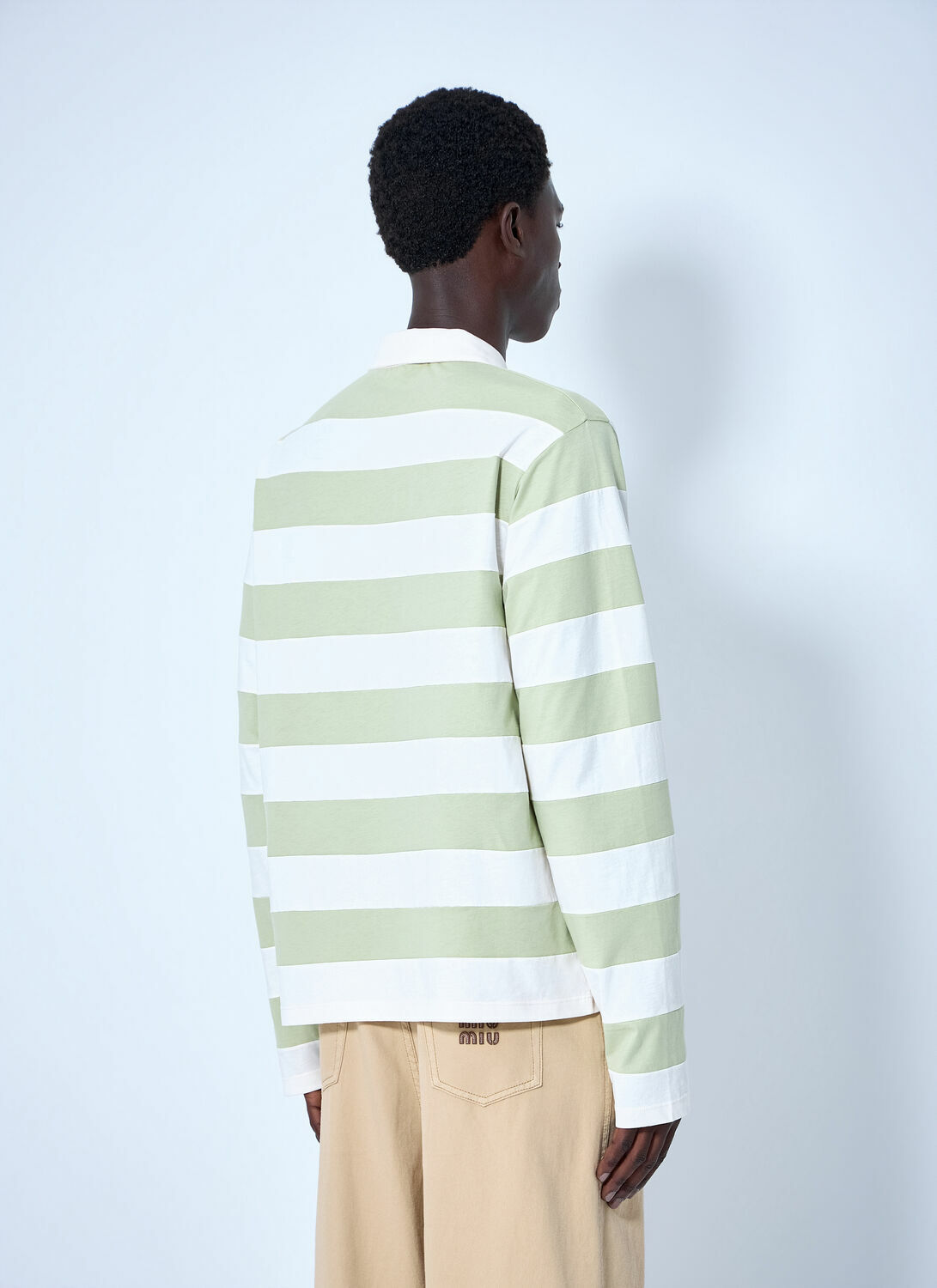 Miu Miu Striped Jersey Polo Shirt