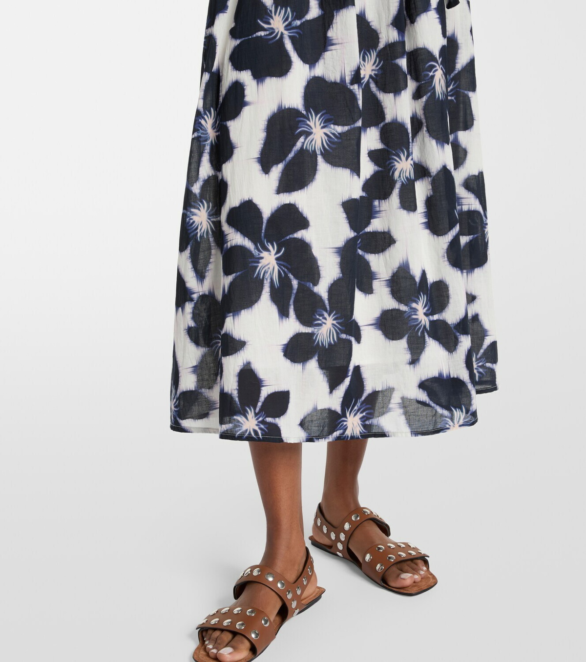 Velvet Floral cotton voile midi dress