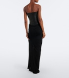 Alex Perry Draped leather and jersey corset gown
