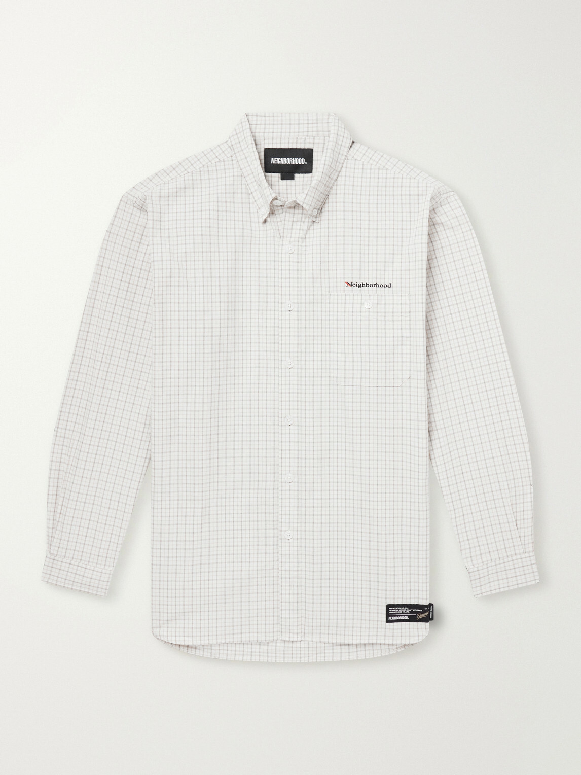 Neighborhood - Logo-Embroidered Checked Cotton-Poplin Shirt - White