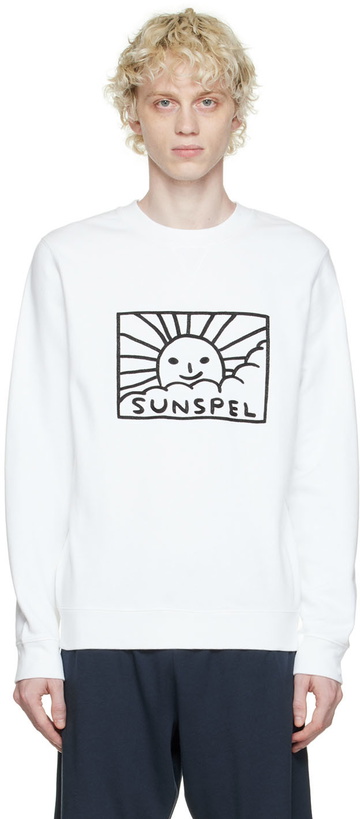 Photo: Sunspel SSENSE Exclusive White Embroidered Sweatshirt