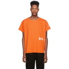 Greg Lauren Orange Logo Deconstructed T-Shirt