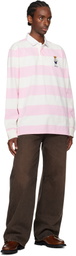 Polo Ralph Lauren Pink & White Classic Fit Polo Bear Jersey Rugby Polo
