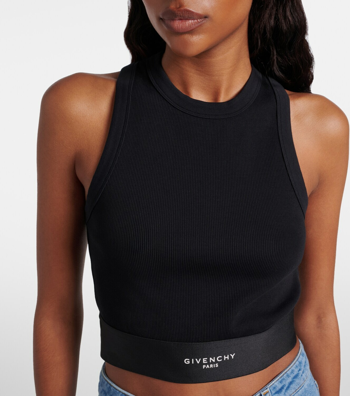 Givenchy Logo ribbed-knit cropped cotton tank top