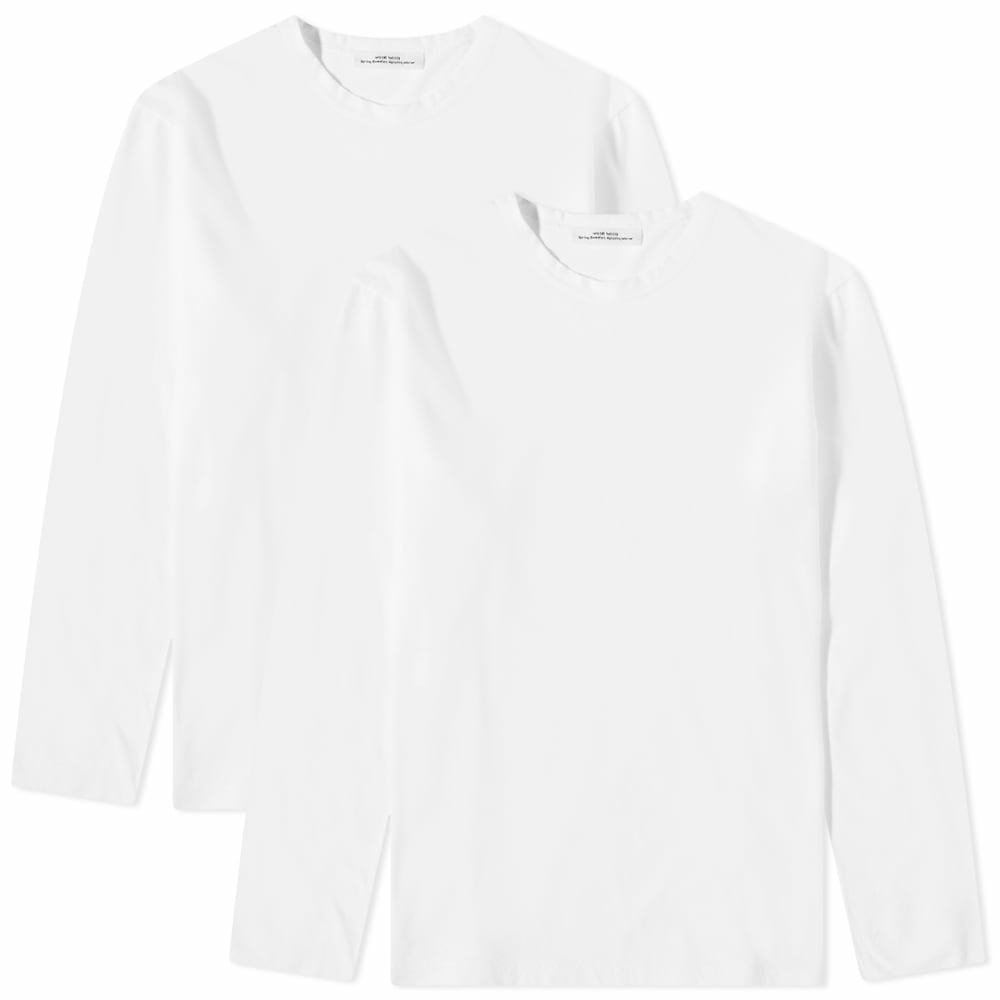 Photo: Wood Wood Men's Emil Long Sleeve T-Shirt 2 Pack in Bright White