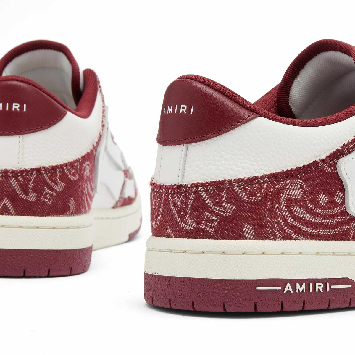 AMIRI Men's Bandana Denim Skel Low Top Sneaker in Burgundy Amiri