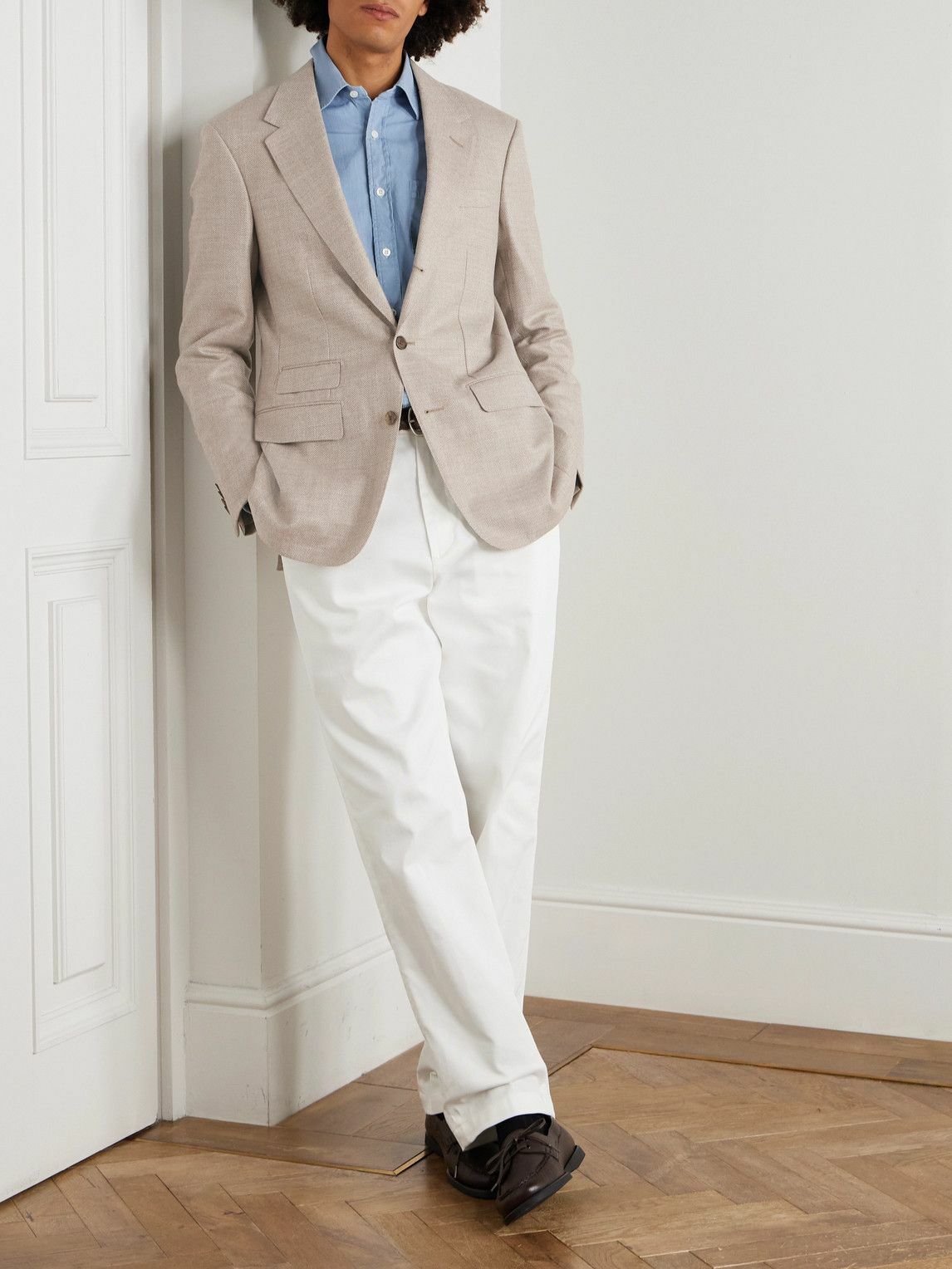 Dunhill - Bourdon Herringbone Wool-Flannel Blazer - Natural