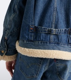 Sacai Leather-trimmed denim jacket