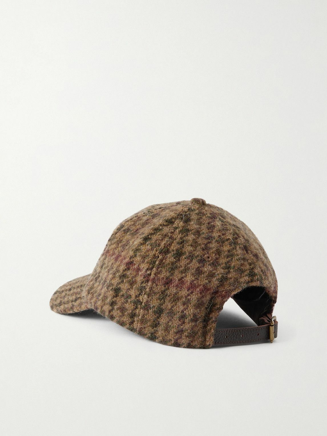 Polo Ralph Lauren - Logo-Embroidered Leather-Trimmed Houndstooth Wool and Alpaca -Blend Baseball Cap