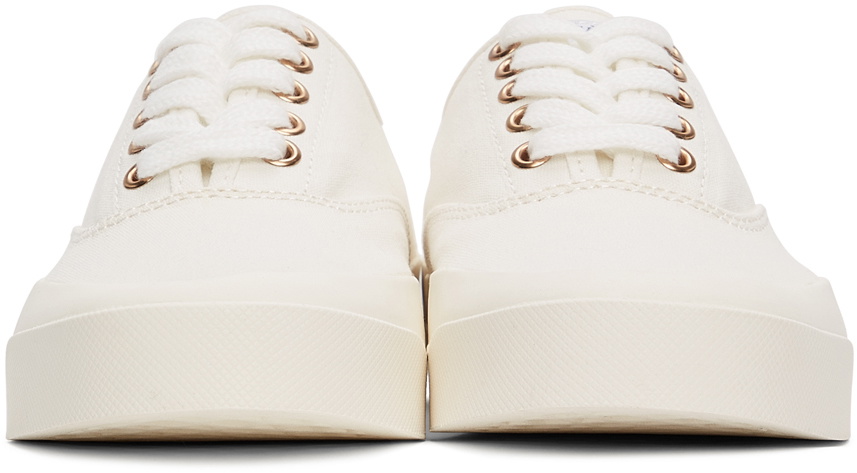 Maison Kitsuné White Canvas Laced Sneakers