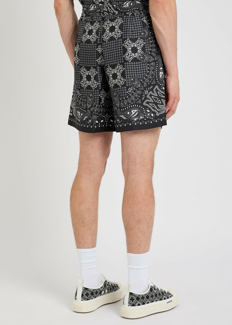 Amiri Checked Silk Shorts Black