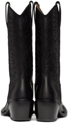 Dries Van Noten Black Leather Cowboy Boots