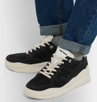 AMI - Leather-Trimmed Suede Sneakers - Men - Black