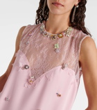 Costarellos Keeva embellished crêpe and lace midi dress