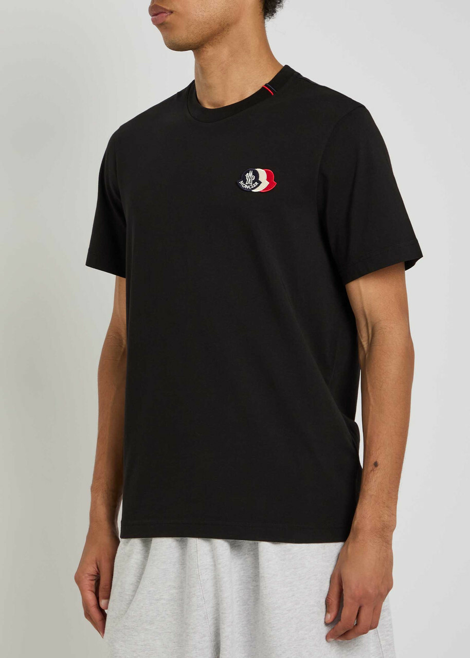 Moncler Logo-appliquéd Cotton T-shirt Black