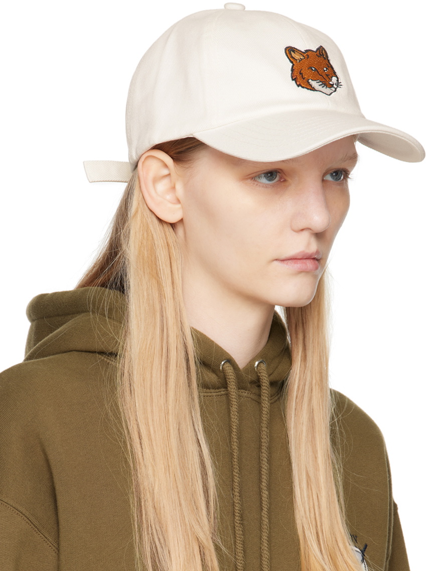 Maison Kitsuné White Bold Fox Head Patch Cap Maison Kitsune