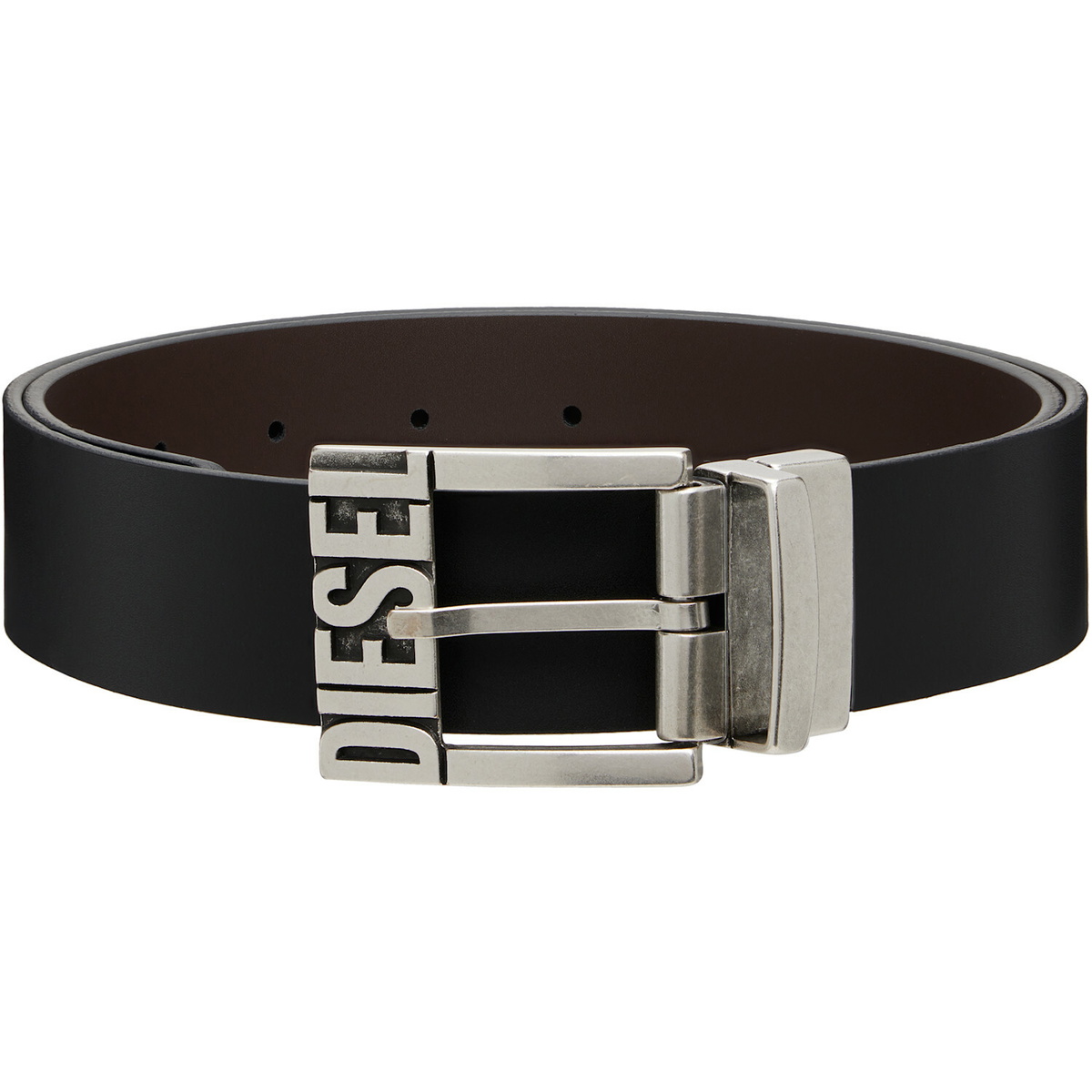 Diesel Black Leather Reversible Belt
