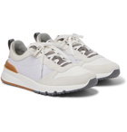 Brunello Cucinelli - Leather-Trimmed Suede and Neoprene Sneakers - White