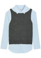 Staud Damian Layered Stretch-cotton Poplin Shirt Grey