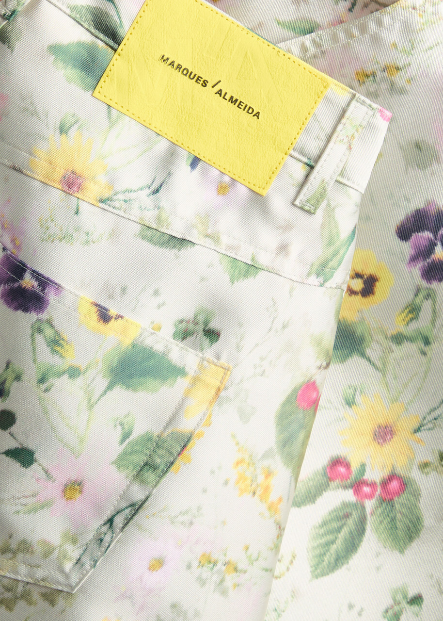 Marques' Almeida Floral-print Wide-leg Satin-twill Trousers Multicoloured