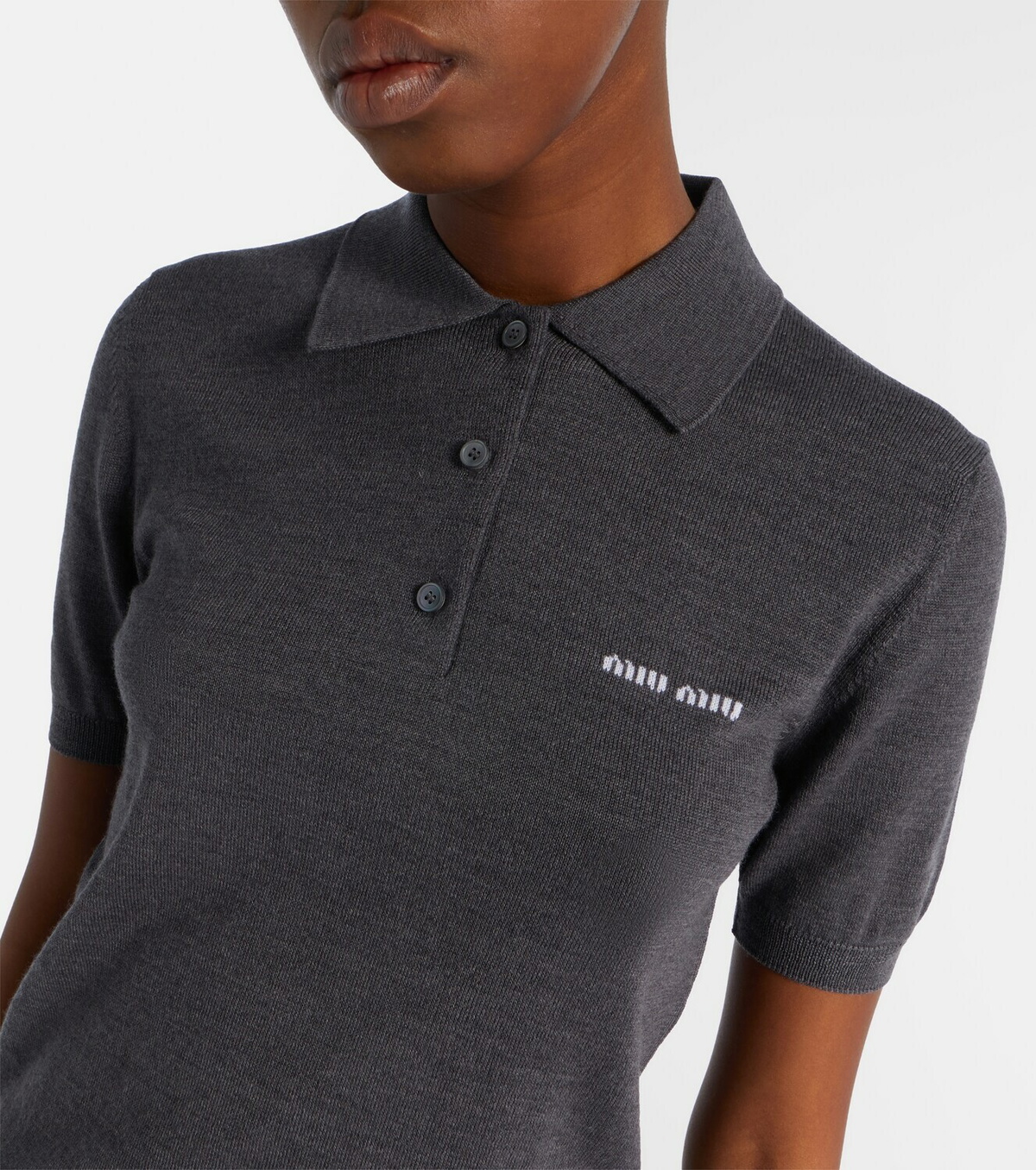 Miu Miu Logo wool polo sweater