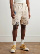 KAPITAL - Memorial Paint Straight-Leg Printed Cotton-Corduroy Shorts - Neutrals