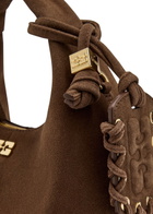 Ganni Hobo Mini Logo Suede top Handle bag - Brown - One Size