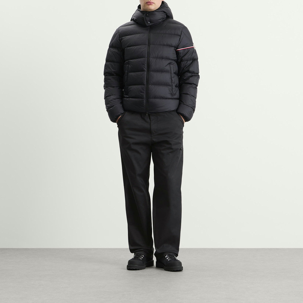 Moncler Men's Gabardine Cotton Trousers in Black