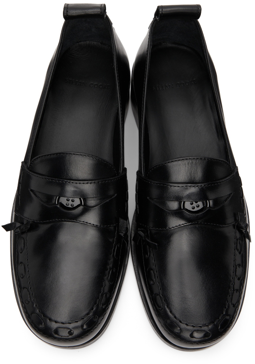 Stefan Cooke Black Polished Button Loafers Stefan Cooke