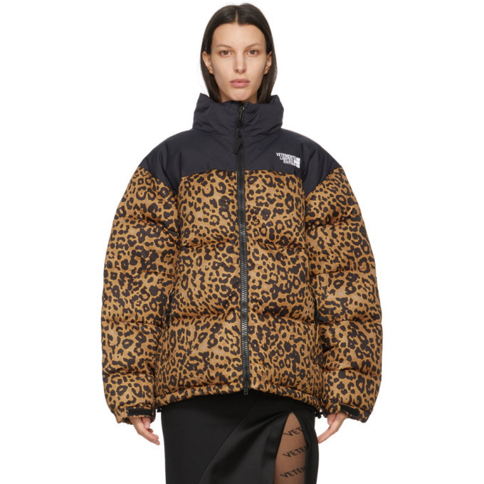 VETEMENTS Brown and Black Leopard Limited Edition Puffer Jacket Vetements