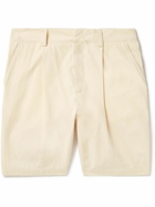 Orlebar Brown - Aston Straight-Leg Pleated Cotton Shorts - Neutrals