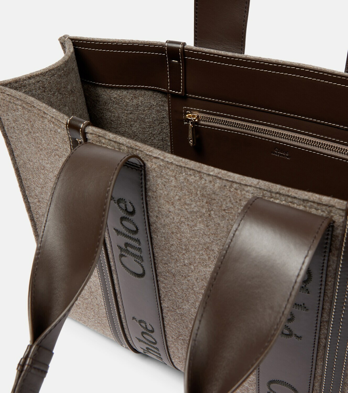 Chloe - Woody Large felt tote bag