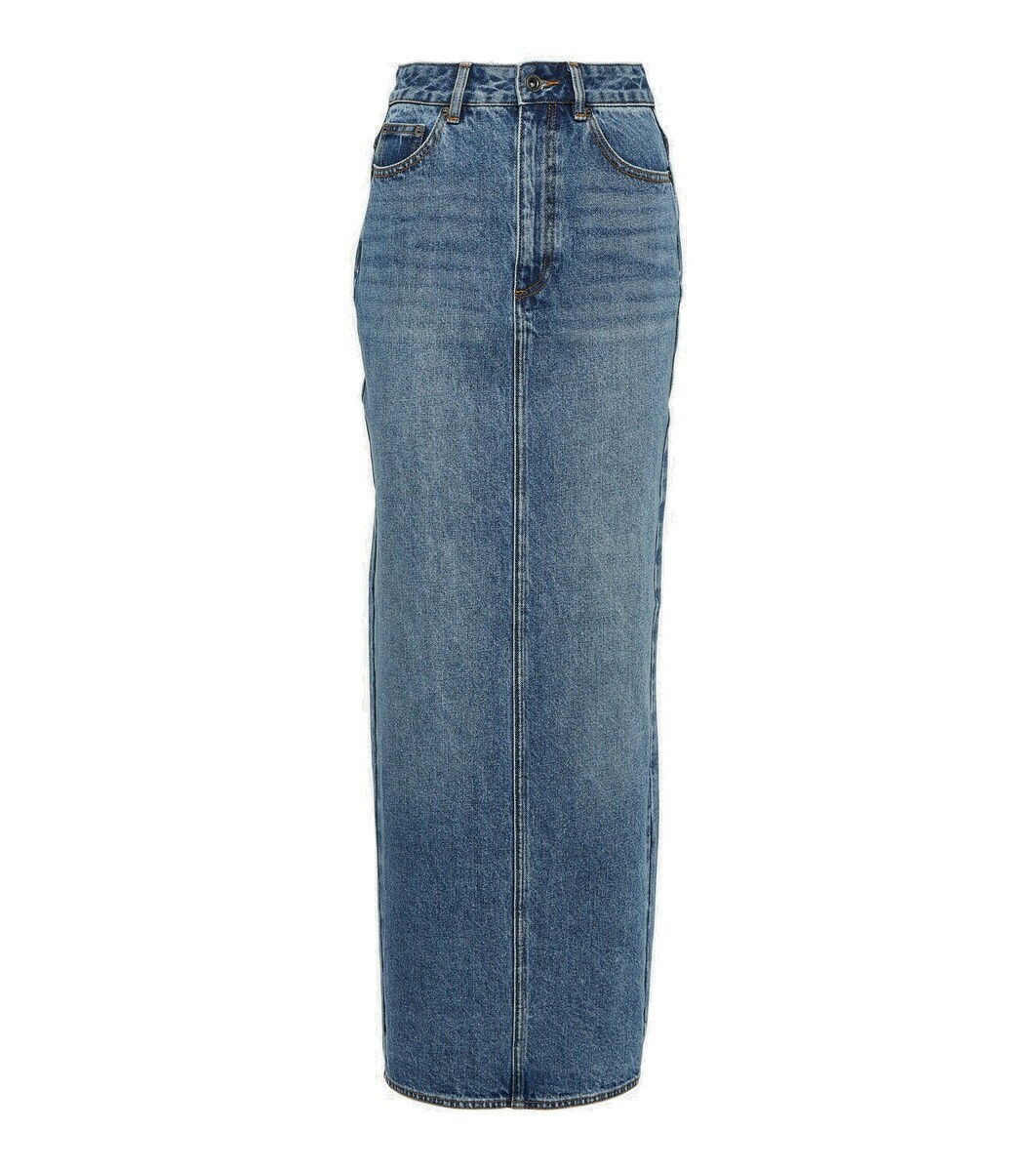 Self-Portrait High-rise denim maxi skirt Self-Portrait