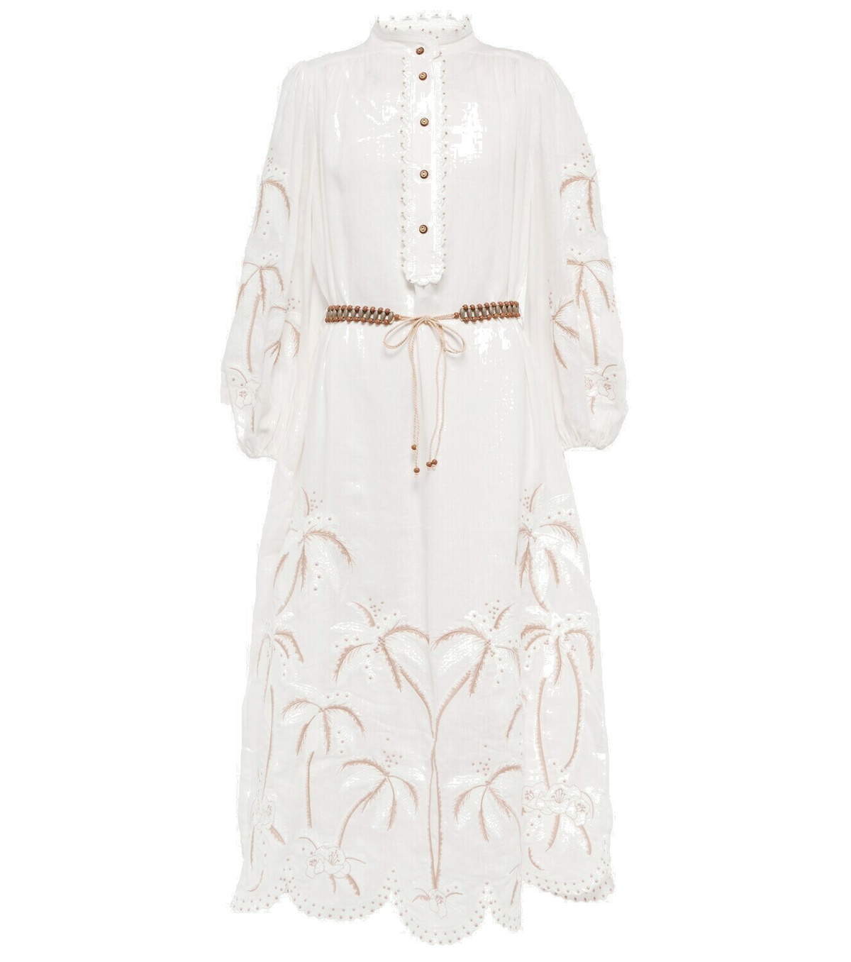 Zimmermann - Lyre embroidered linen midi dress Zimmermann