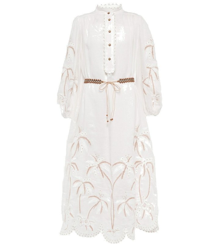 Photo: Zimmermann - Lyre embroidered linen midi dress