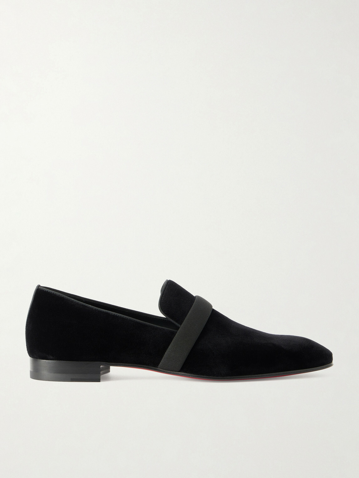 Christian Louboutin - Dandydeco Grosgrain-Trimmed Velour Loafers - Black
