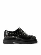 Simone Rocha - Eyelet-Embellished Glossed-Leather Brogues - Black
