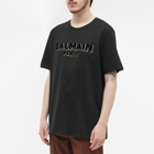 Balmain Men's Flock & Foil Paris Logo T-Shirt in Black/Gold
