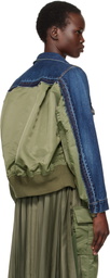 sacai Blue Nylon Twill Denim Jacket