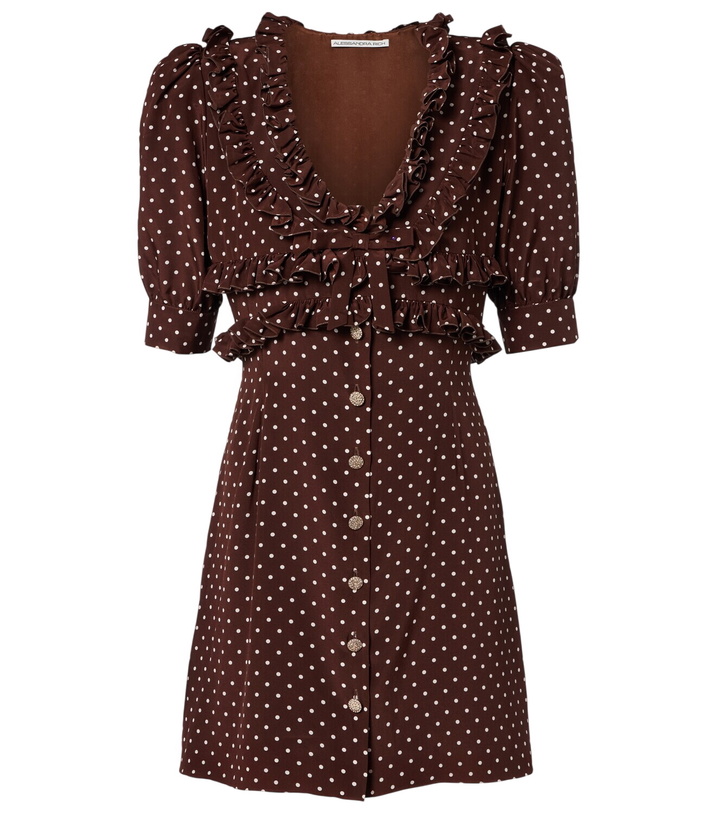 Photo: Alessandra Rich Polka-dot ruffled silk minidress
