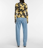 Vetements Printed jersey turtleneck top with gloves